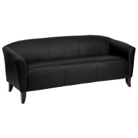 Flash Furniture HERCULES Imperial Series Black Leather Sofa 111-3-BK-GG
